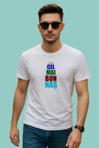 Tricou Cel Mai Bun Nas Coroana Multicolor, din bumbac 100%, tricou alb, Dama | Barbat