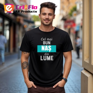 Tricou Cel Mai Bun Nas Simplu, din bumbac 100%, tricou negru, Dama | Barbat - Img 3