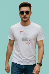 Tricou Cel Mai Iubit Nas V9 Decor Flori Colorate, din bumbac 100% , tricou alb pentru Barbat - Img 2