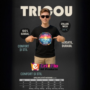 Tricou Cerc colorat cu soare text i need vitamin sea vacanta tropicala Copii | Dama | Barbat, negru - Img 7