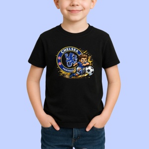 Tricou Chelsea Fotbal Club Logo Minge Albastru, din bumbac 100%, tricou negru Copii | Dama | Barbat - Img 2