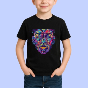 Tricou Chip artistic multicolor stil digital art Copii | Dama | Barbat, culoare negru - Img 4