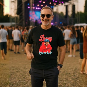 Tricou Chris Brown - King of R&B Red, muzica Hip-Hop / Trap, Dama | Barbat | Copii, Culoare Negru - Img 9