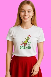 Tricou Christmas Grinch Logo For Cricut Sublimation, din bumbac 100%, tricou alb, Copii | Dama | Barbat - Img 3