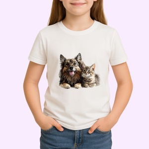 Tricou Ciobanesc German si pisica tigrata moment de relaxare Copii | Dama | Barbat Barbat - Img 3