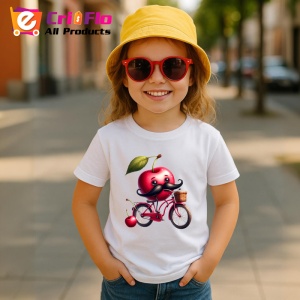 Tricou Cireasa de vara amuzanta pe bicicleta, Fructe, Copii | Dama - Img 4