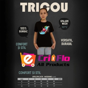 Tricou Cireasa de vara amuzanta pe topogan, Fructe, Copii | Dama, culoare negru - Img 8