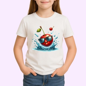 Tricou Cireasa de vara amuzanta sarind in apa, Fructe, Copii | Dama