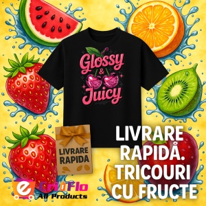 Tricou Cireasa Lucioasa si zemoasa, Fructe, Copii | Dama, culoare negru - Img 12