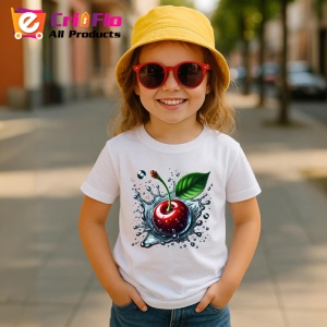 Tricou Cireasa si valuri de apa, Fructe, Copii | Dama - Img 4
