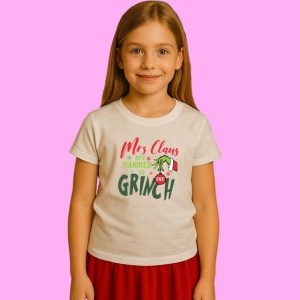 Tricou Claus Married To The Grinch, din bumbac 100%, tricou alb, Copii | Dama | Barbat
