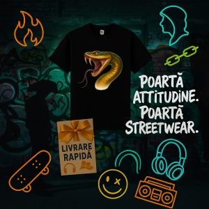 Tricou Cobra Ataca Negru, Copii | Dama | Barbat - Img 5
