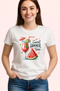 Tricou Cocktail cu pepene rosu text sweet summer time design estival Copii | Dama | Barbat Barbat - Img 3