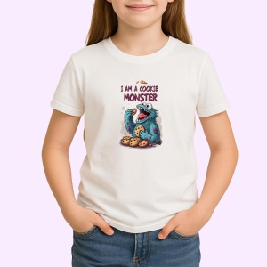 Tricou Cookie Monster Mancator Biscuiti, Copii | Dama | Barbat - Img 3