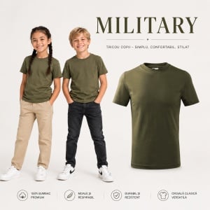 Tricou Copii Basic Malfini – 100% Bumbac, Mânecă Scurtă, 33 Culori pentru Fete și Băieți, Calitate Premium - Img 29