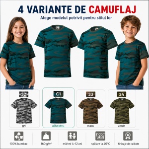 Tricou copii camuflaj Malfini 149 – 100% bumbac, unisex, fete și băieți - Img 8