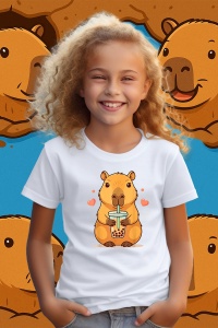 Tricou copii Capybara - bea cafea - Img 2