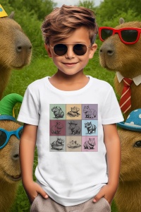 Tricou copii Capybara - Colaj amuzant