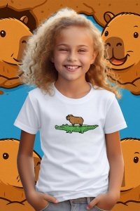 Tricou copii Capybara - pe crocodil - Img 2