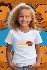 Tricou copii Capybara - Rasarit retro - Img 1