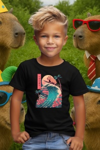 Tricou copii Capybara - Surfing big wave - Img 5