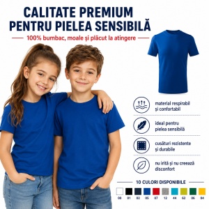 Tricou Copii Clasic Basic Free – Băiat și Fată, 100% Bumbac, Confortabil - Img 7
