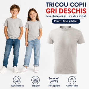 Tricou Copii Classic New Malfini – 100% Bumbac, Mânecă Scurtă, Fete și Băieți, 18 Culori - Img 16
