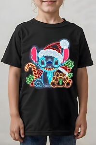 Tricou copii craciun - NEON CHRISTMAS STITCH & FRIENDS - tricou, copii, craciun, personaje