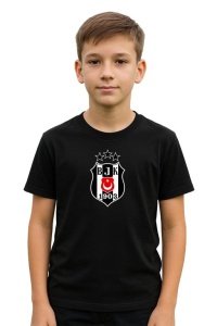 Tricou copii cu logo stema Besiktas Turcia, din bumbac 100% - Img 2