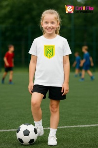 Tricou copii cu logo stema FC Nantes Franta, din bumbac 100% - Img 7