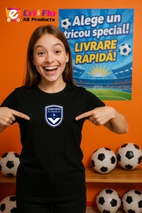Tricou copii cu logo stema Girondins de Bordeaux Franta, din bumbac 100% - Img 5
