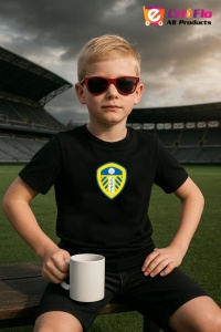 Tricou copii cu logo stema Leeds United F.C .Anglia, din bumbac 100% - Img 4