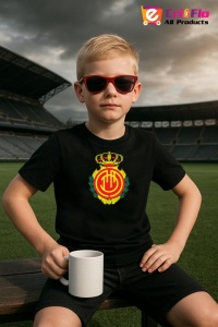 Tricou copii cu logo stema Rcd mallorca Spania, din bumbac 100% - Img 3