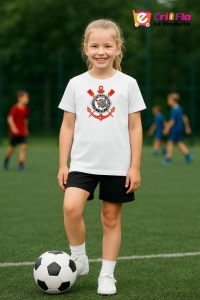 Tricou copii cu logo stema Sport Club Corinthians Paulista Brazilia, din bumbac 100% - Img 8
