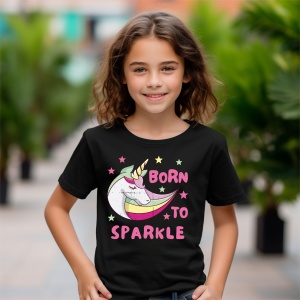 Tricou copii din bumbac 100%, personalizat cu Born To Sparkle - Cadou