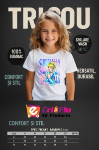 Tricou Copii din bumbac 100%, personalizat cu personajul Cindrella Printesa - Img 4