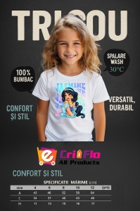 Tricou Copii din bumbac 100%, personalizat cu personajul Jasmine - Img 4