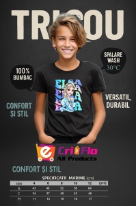 Tricou Copii din bumbac 100%, personalizat cu personajul Printesa Elsa - Img 9