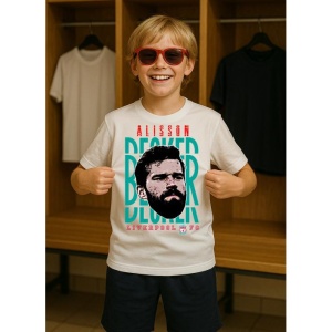 Tricou Copii din bumbac cu fotbalistul Alisson Becker-Liverpool FC - Img 7