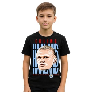 Tricou Copii din bumbac cu fotbalistul Erling Braut Haaland-Manchester City