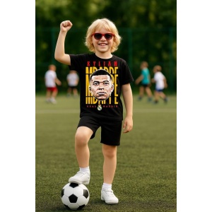 Tricou Copii din bumbac cu fotbalistul Kylian Mbappe-Paris Saint-Germain - Img 5