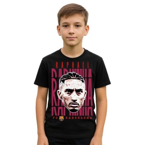 Tricou Copii din bumbac cu fotbalistul Robert Lewandowski-FC Barcelona - Img 2