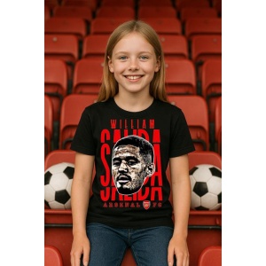 Tricou Copii din bumbac cu fotbalistul William Alain Andre Gabriel Saliba-Arsenal FC - Img 4