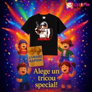Tricou Copii Roblox Fugarul Tehnologic One din bumbac 100% - Img 7