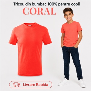 Tricou Copii Simplu din bumbac pentru Băieți 135 - Img 16
