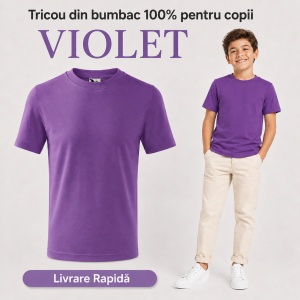 Tricou Copii Simplu din bumbac pentru Băieți 135 - Img 43