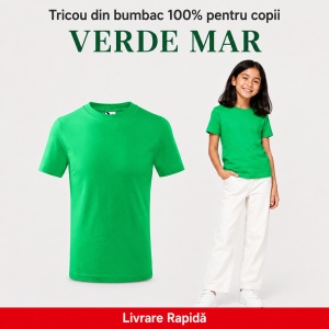 Tricou Copii Simplu din bumbac pentru Fete 135 - Img 39