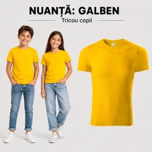 Tricou copii simplu tip tommy – 100% bumbac, unisex, confortabil pentru fete și băieți - Img 22