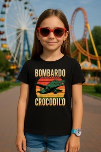 Tricou Copii Tralalelo Tra la la Bombardino Crocodilo Funny Italian Brainrot Meme T-Shirt - Img 4