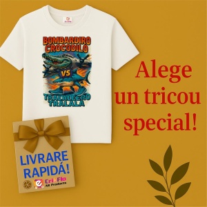 Tricou Copii Tralalelo Tra la la Bombardiro Crocodilo VS Tralalero Tralala - Italian Brainrot T-Shirt - Img 6